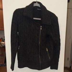 Sisters dark grey Sweater zip up jacket cable knit size small